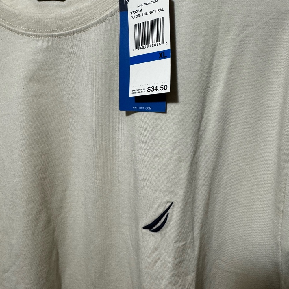 Nautica Men's Short Sleeve Cream Tee - Picture 2 of 4